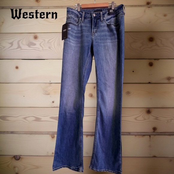 Silver Jeans SUKI Mid-Rise Slim Bootcut Super Stretch Dark Wash Denim Size 28/33 - Picture 3 of 10